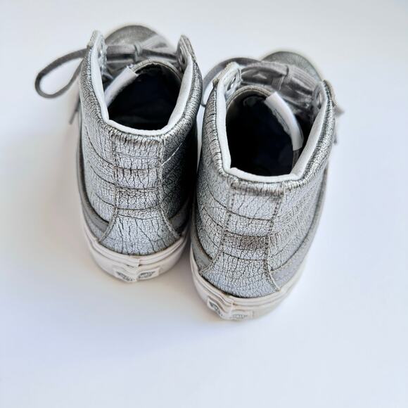 VANS Rare Metallic Silver Leather Upper SK8 High Top Slim Shoes M 5.5 - W 7 - Picture 7 of 10